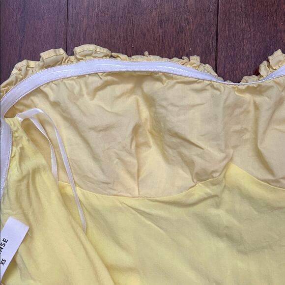Commense Midi Bustier Strapless Yellow Dress with Front Slit, Size XS - Picture 14 of 16